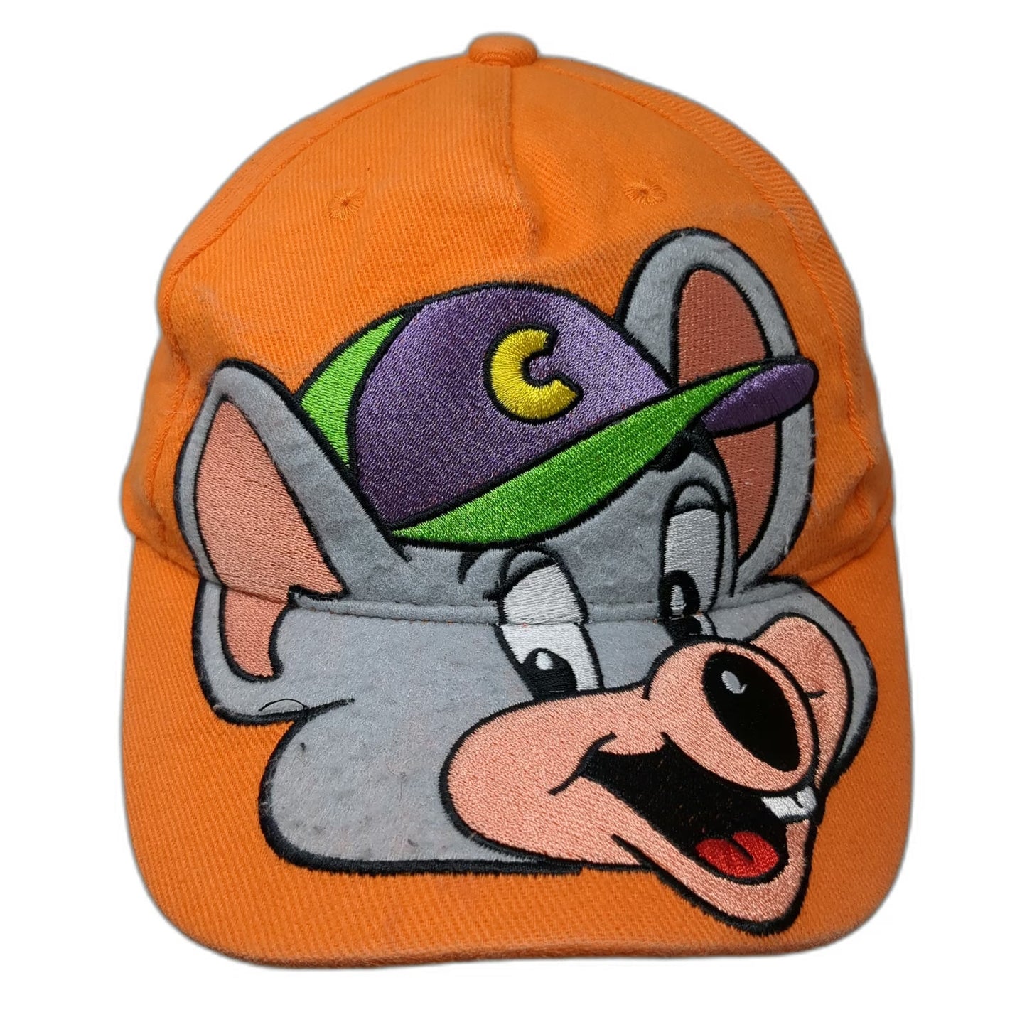 Chuck E. Cheese Boys Orange One Size Mascot Mouse Character 2007 Strapback Hat