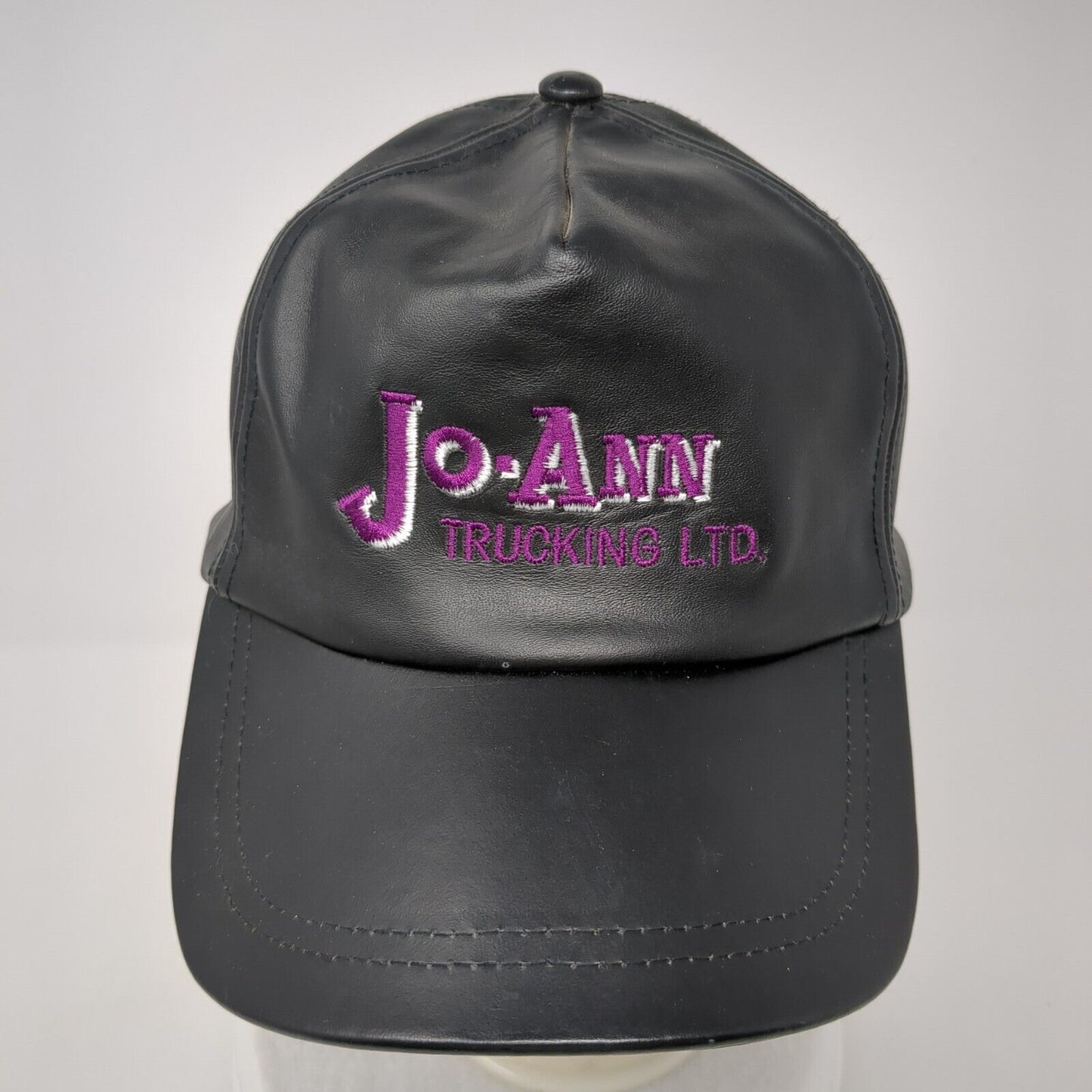 Jo-Ann Trucking Ltd. Strapback Hat Black One Size Adjustable Leather