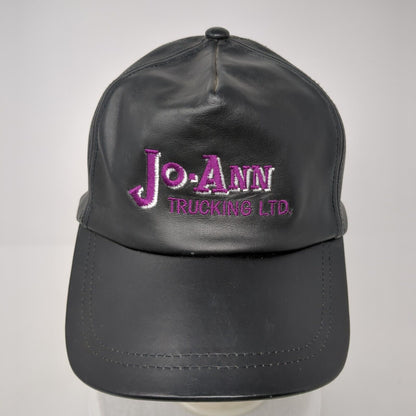 Jo-Ann Trucking Ltd. Strapback Hat Black One Size Adjustable Leather