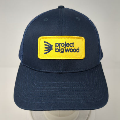 Project Big Wood Patch Snapback Trucker Hat Blue One Size Mesh Back