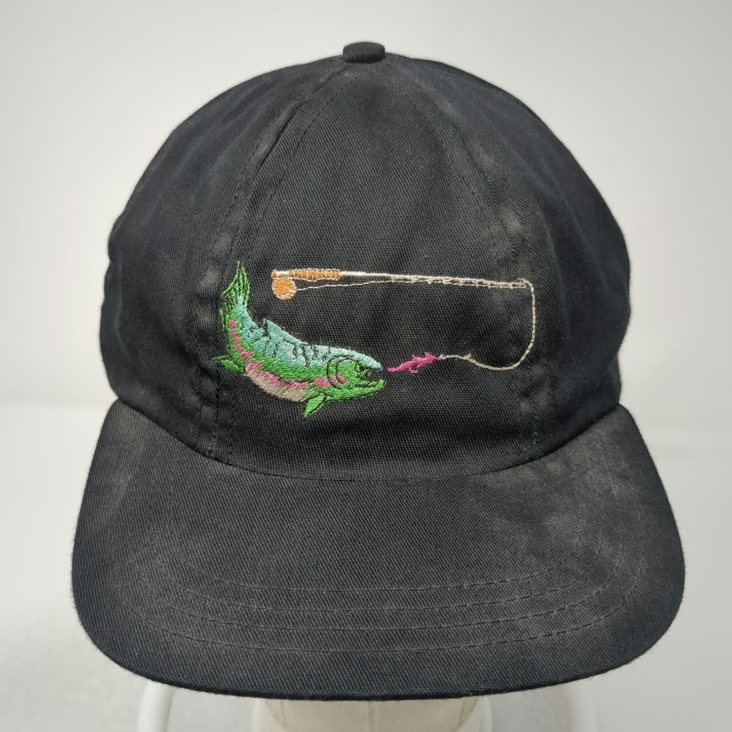 Baseball Cap Black Vintage Trout Fly Fishing Embroidered Made in USA Hat