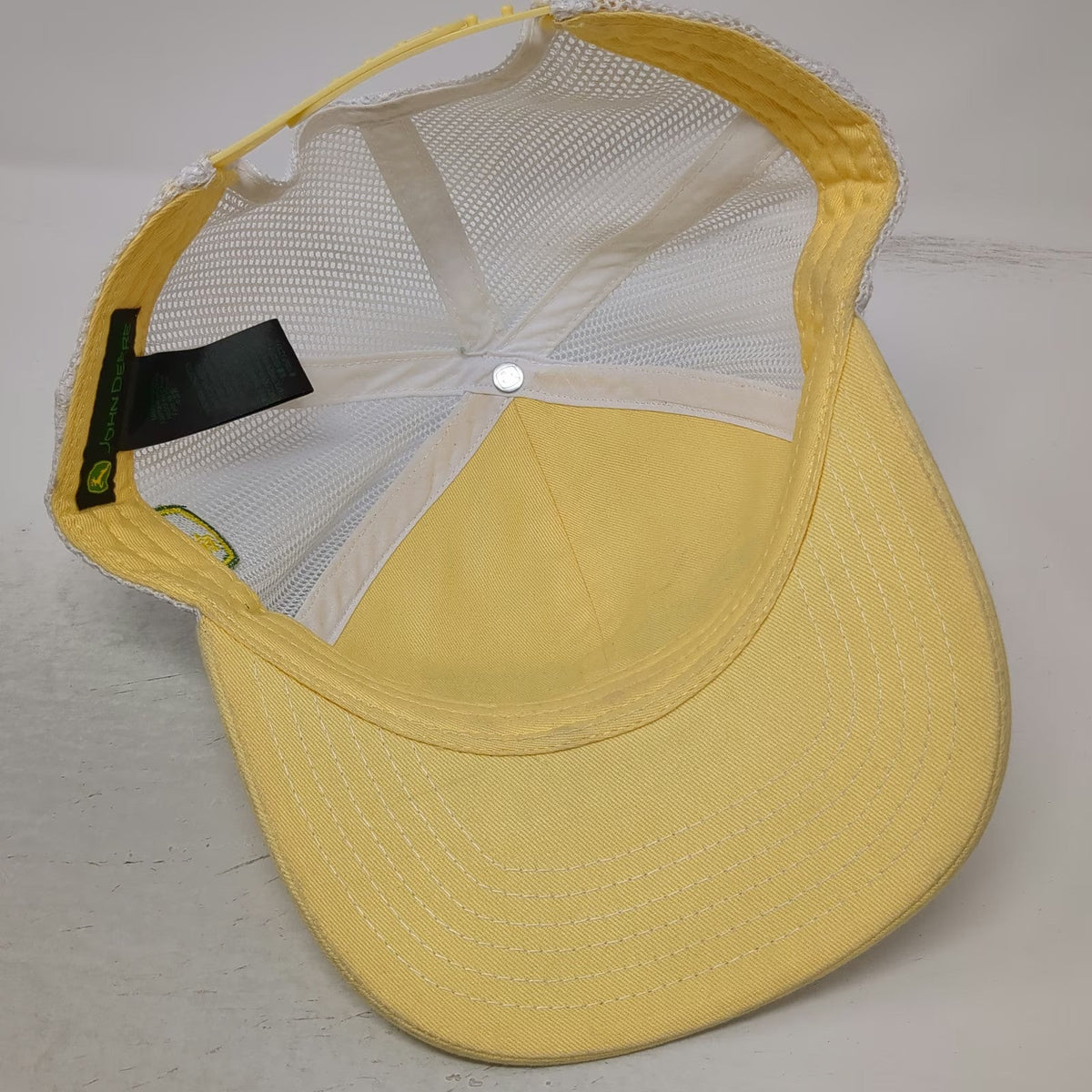 John Deere Trucker Hat Yellow White One Size Campbell Tractor Co Mesh Snapback