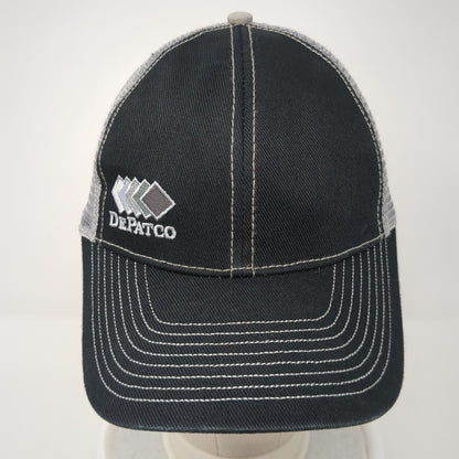 DePatco Strapback Trucker Hat Black One Size Mesh Back Embroidered HG