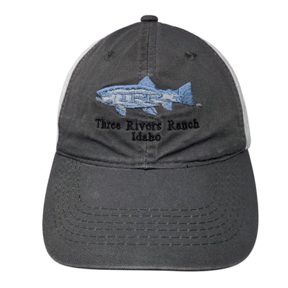 Three Rivers Ranch Idaho Strapback Trucker Hat Gray OSFM Mesh Back