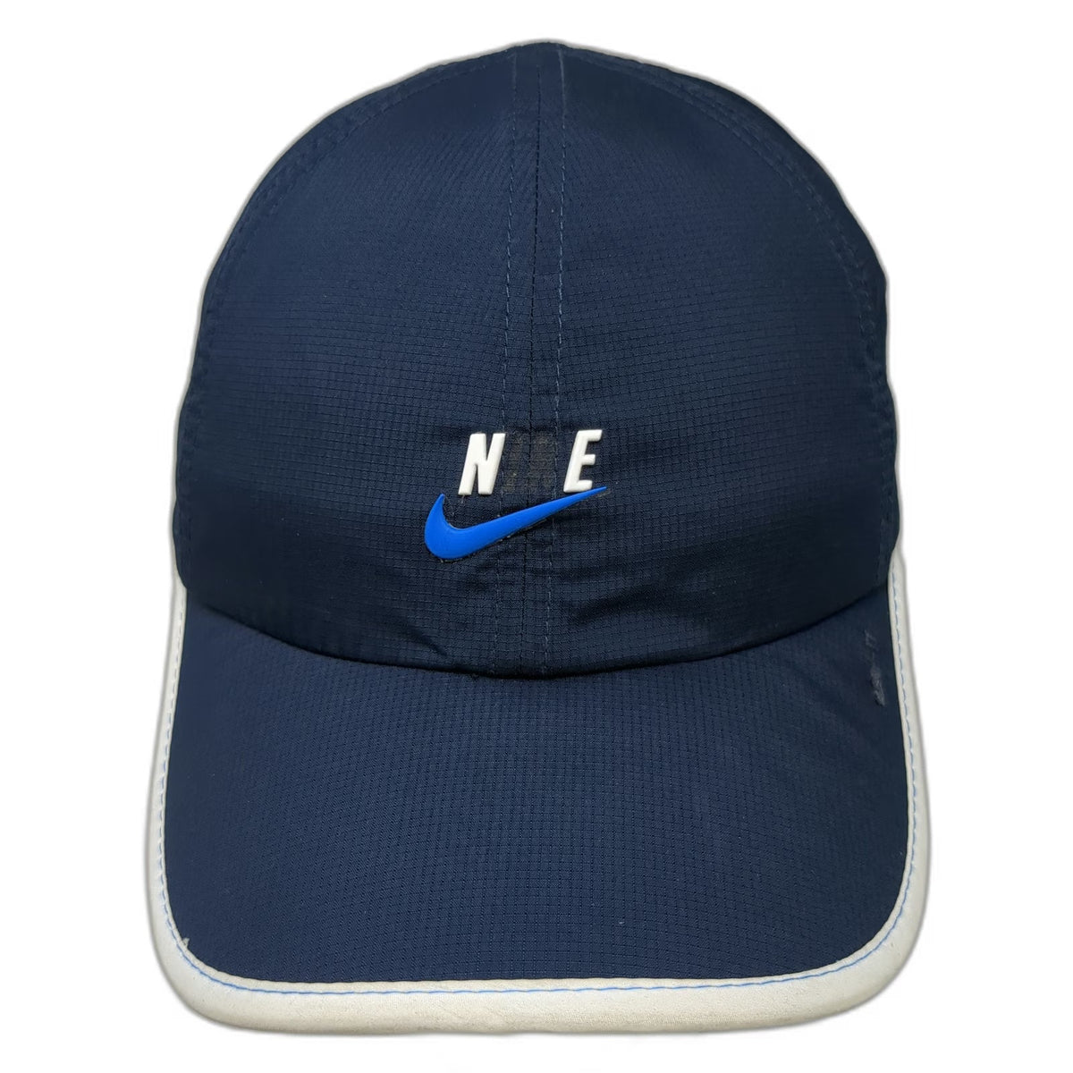 Nike Blue One Size Baseball Cap Hat Piped Brim 3D Logo Navy Strapback