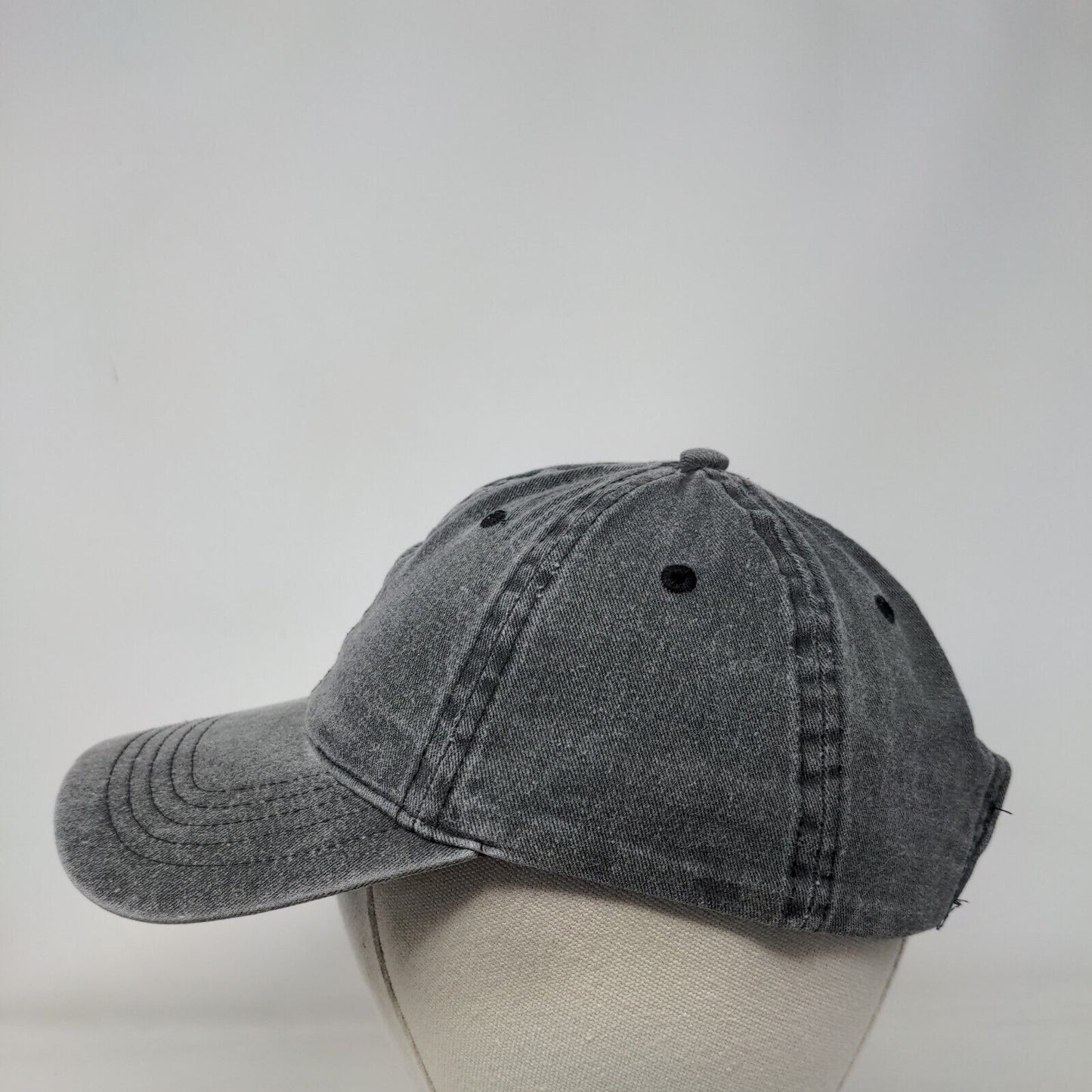 Unbranded Strapback Hat Solid Gray Black Soot OSFM Adjustable Blank