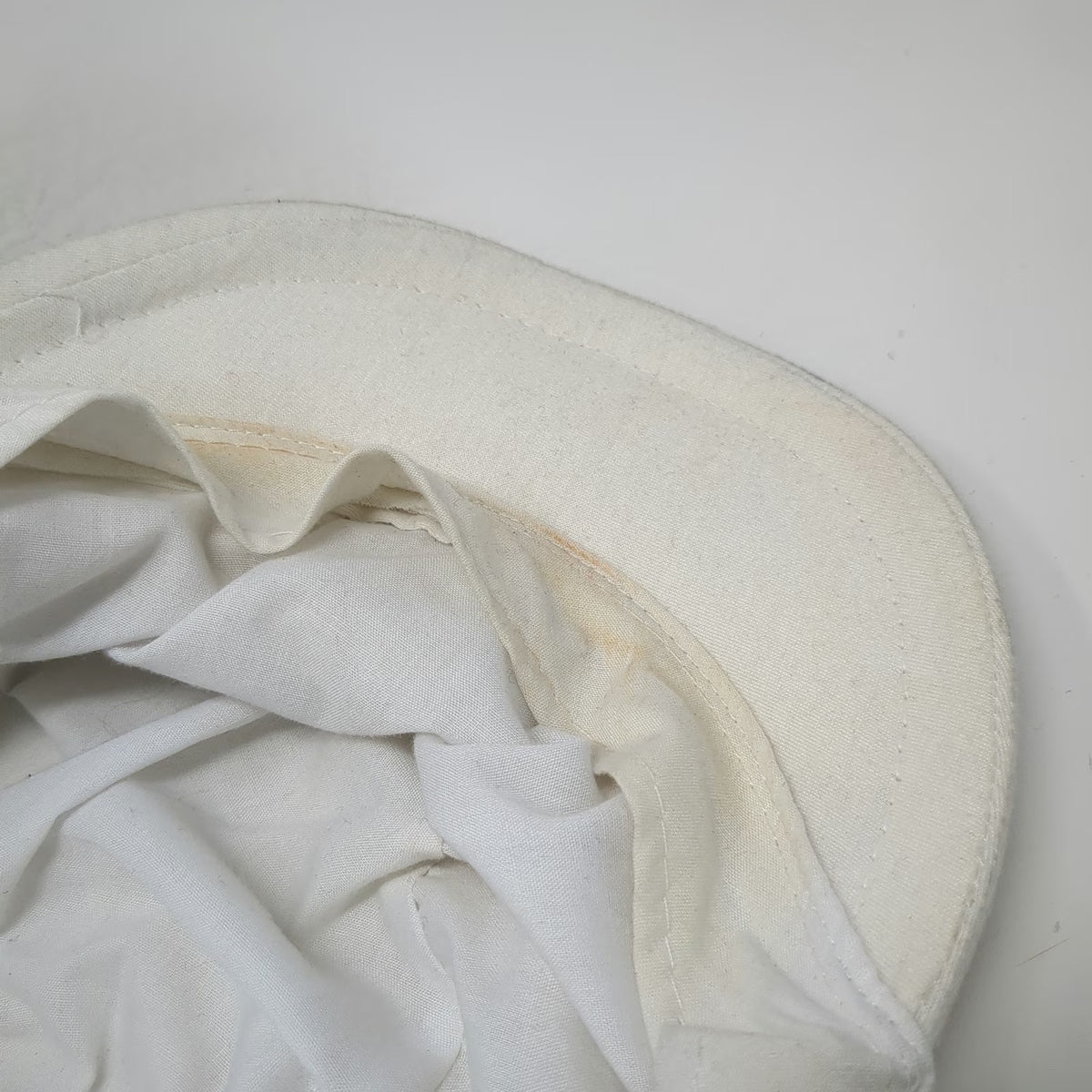Payless ShoeSource Army Cap White One Size Cotton Ruched Crown Elastic Back Hat