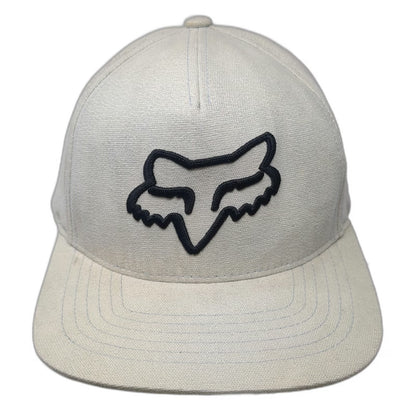 Fox 5 Panel Hat Beige One Size Snapback Embroidered Fox Head Logo Cap Motocross