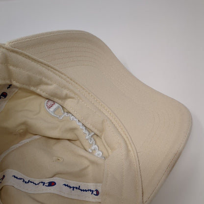 Champion Slideback Hat Tan OSFA Adjustable Embroidered Vented Holes 6 Panel