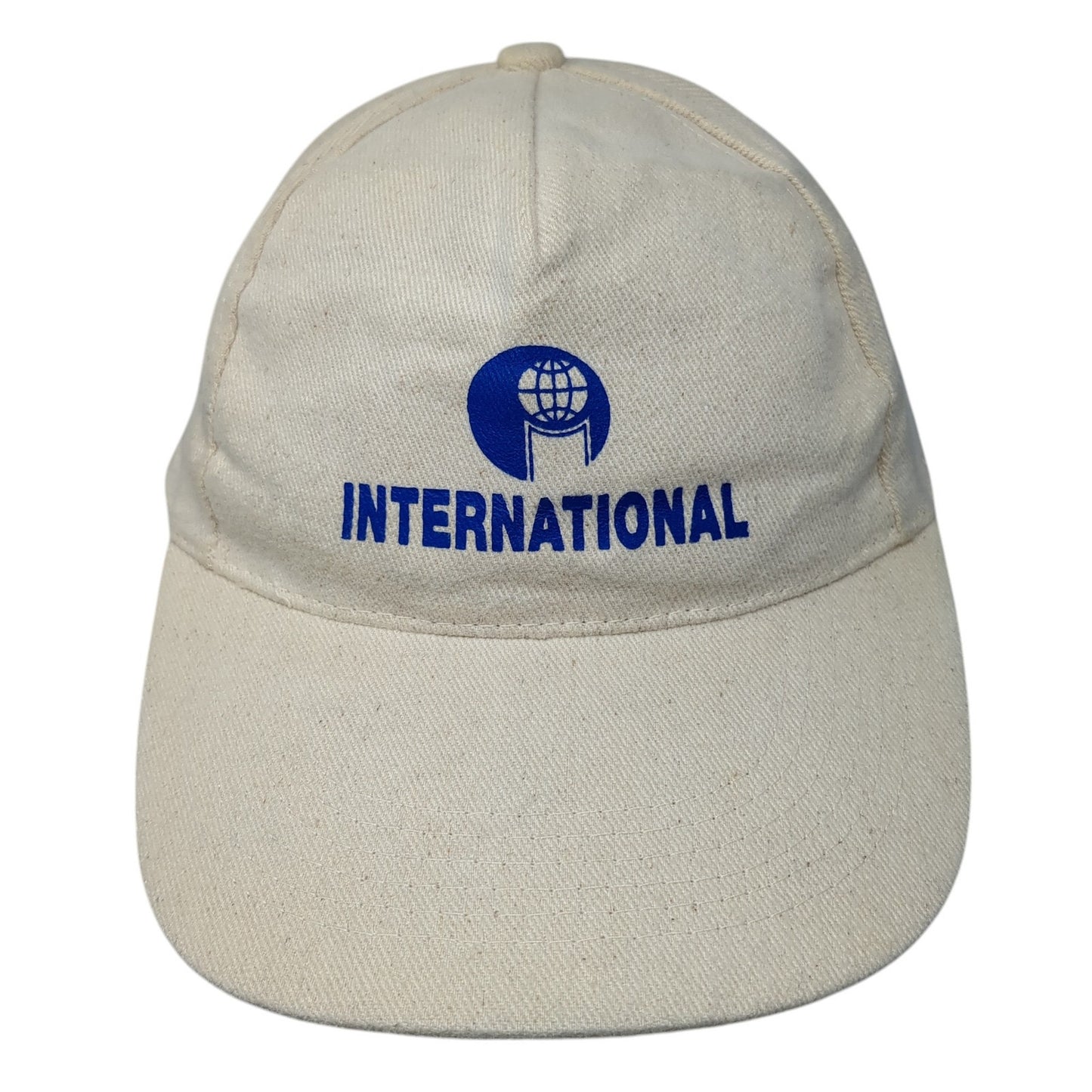 International Slideback Baseball Cap Beige OS Adjustable Lightweight 6 Panel