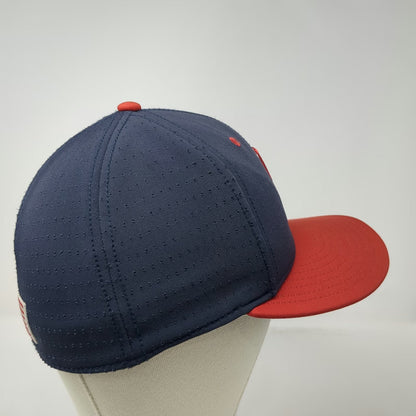 Under Armour Baseball Cap Blue Red S Fitted American Flag Perforated Stretch Hat