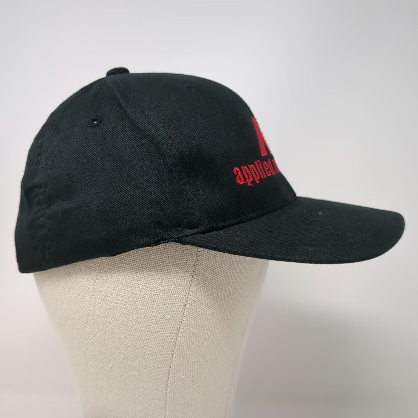 Flexfit Baseball Cap Black One Size Applied Mechanical Red Logo Structured Hat