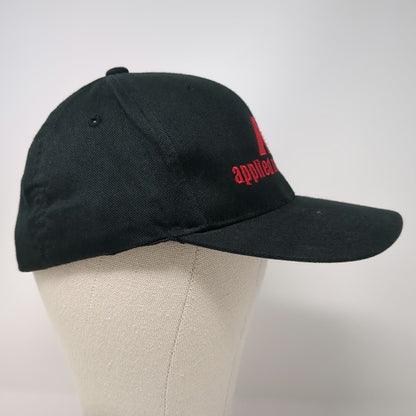 Flexfit Baseball Cap Black One Size Applied Mechanical Red Logo Structured Hat