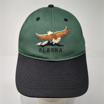 Alaska Bald Eagle Strapback Hat Green One Size Adjustable Colorblock