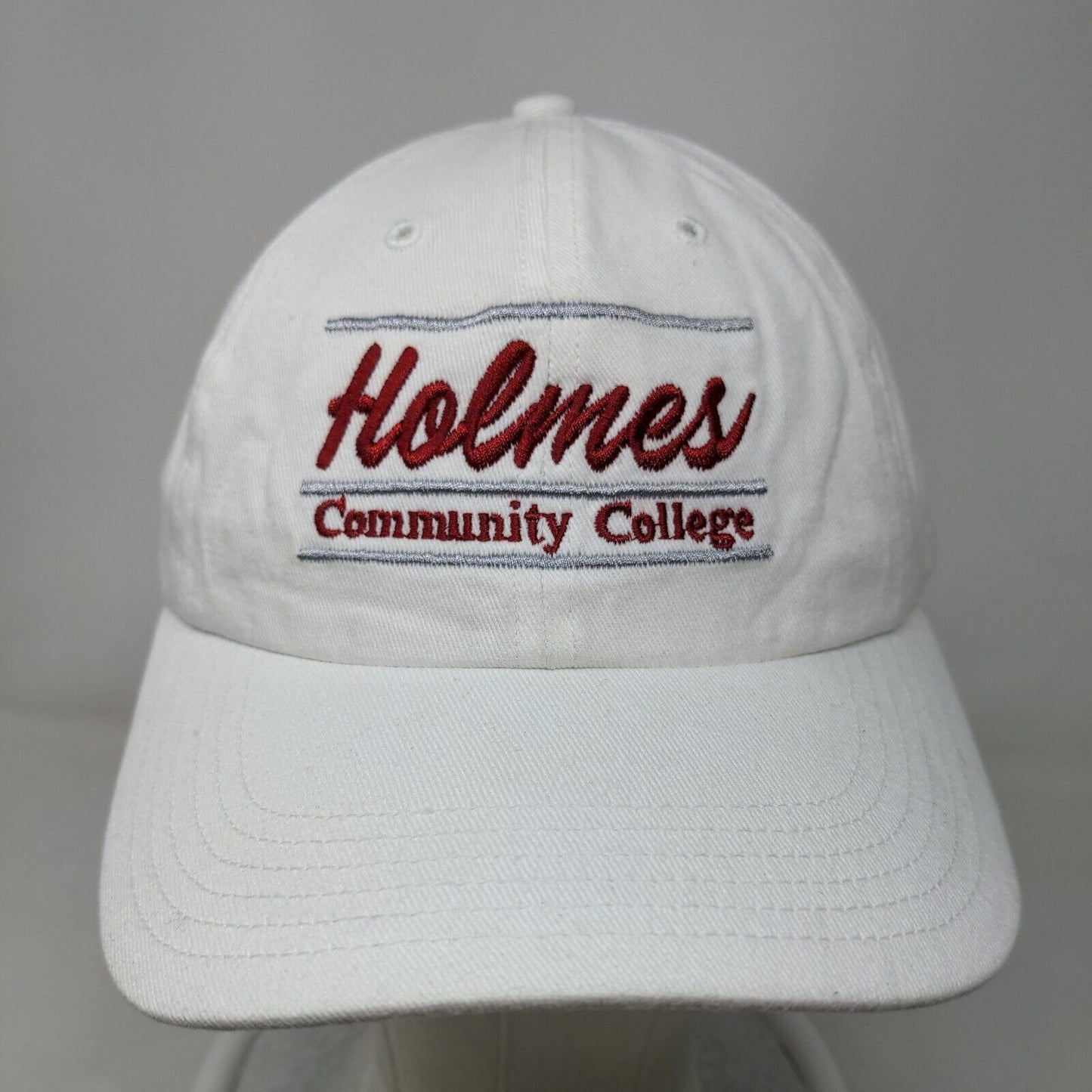 Richardson Men's Strapback Hat White Embroidered Holmes Community College Logo