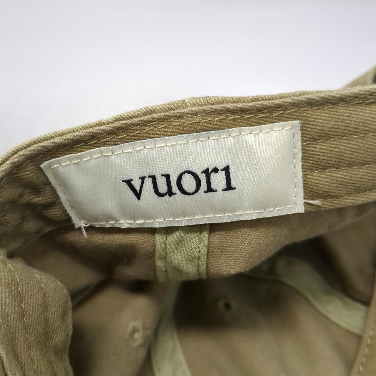 Vuori Baseball Cap Brown White One Size Slideback Strap Embroidered Logo Hat