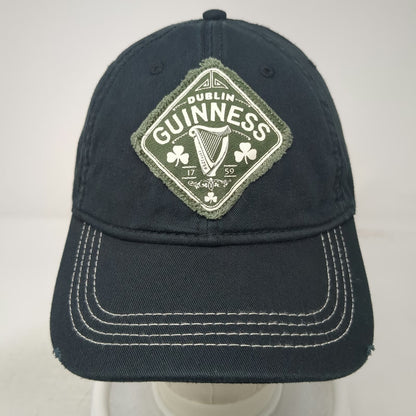 Guinness Baseball Cap Black One Size Frayed Patch Harp Dublin Shamrocks Hat