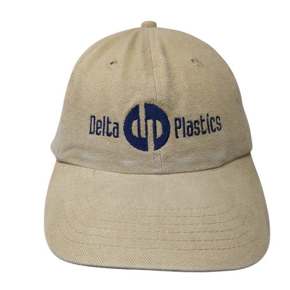 Delta Plastics Slideback Hat Tan One Size Adjustable Embroidered 6 Panel