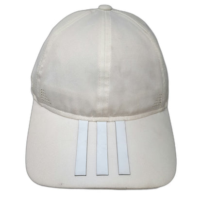 Adidas Baseball Cap White One Size Climacool Perforated 3-Stripe Strapback Hat