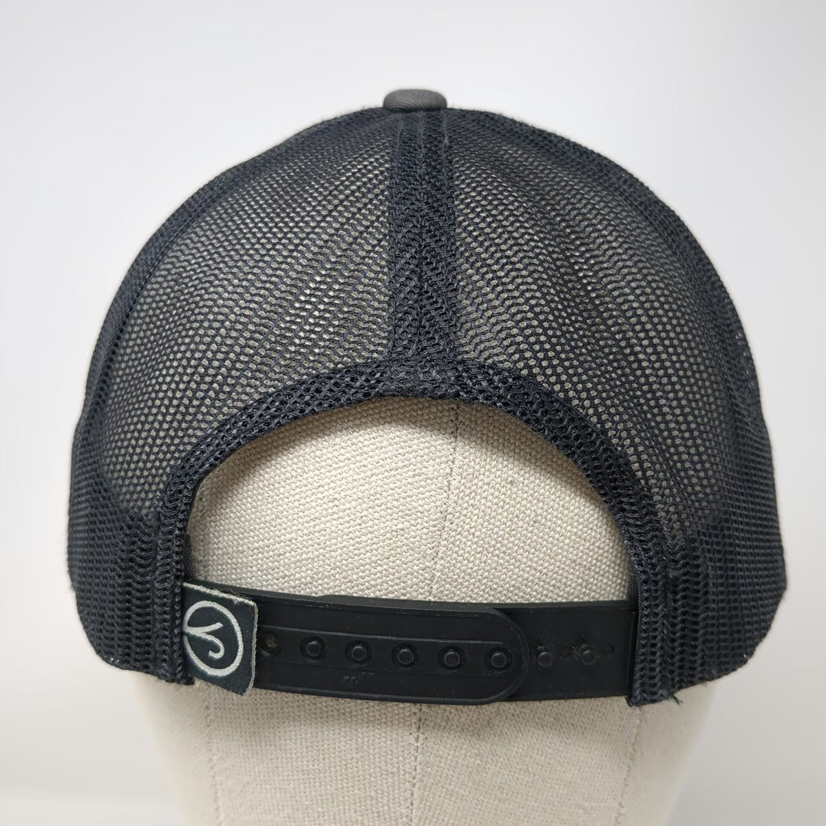 Yupoong Trucker Hat Gray Black White One Size Bolo Fly Fishing Idaho USA Patch