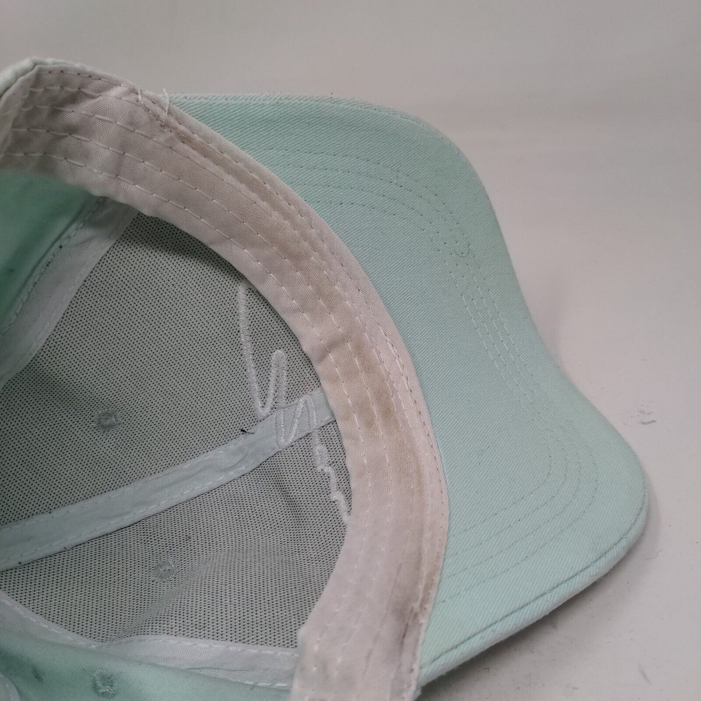 Man Slideback Hat Blue One Size Adjustable Embroidered Vented Holes 6 Panel