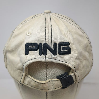 Ping Baseball Cap Beige OSFM Scottsdale G15 K15 Golf Hat Slideback Embroidered