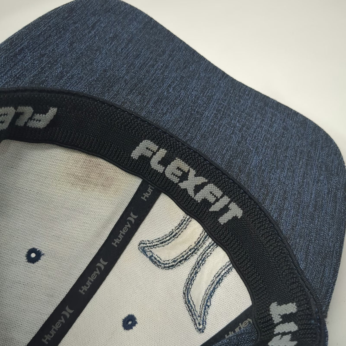 Hurley Baseball Cap Blue XL Flexfit Marled Heather Fabric Embroidered Hat