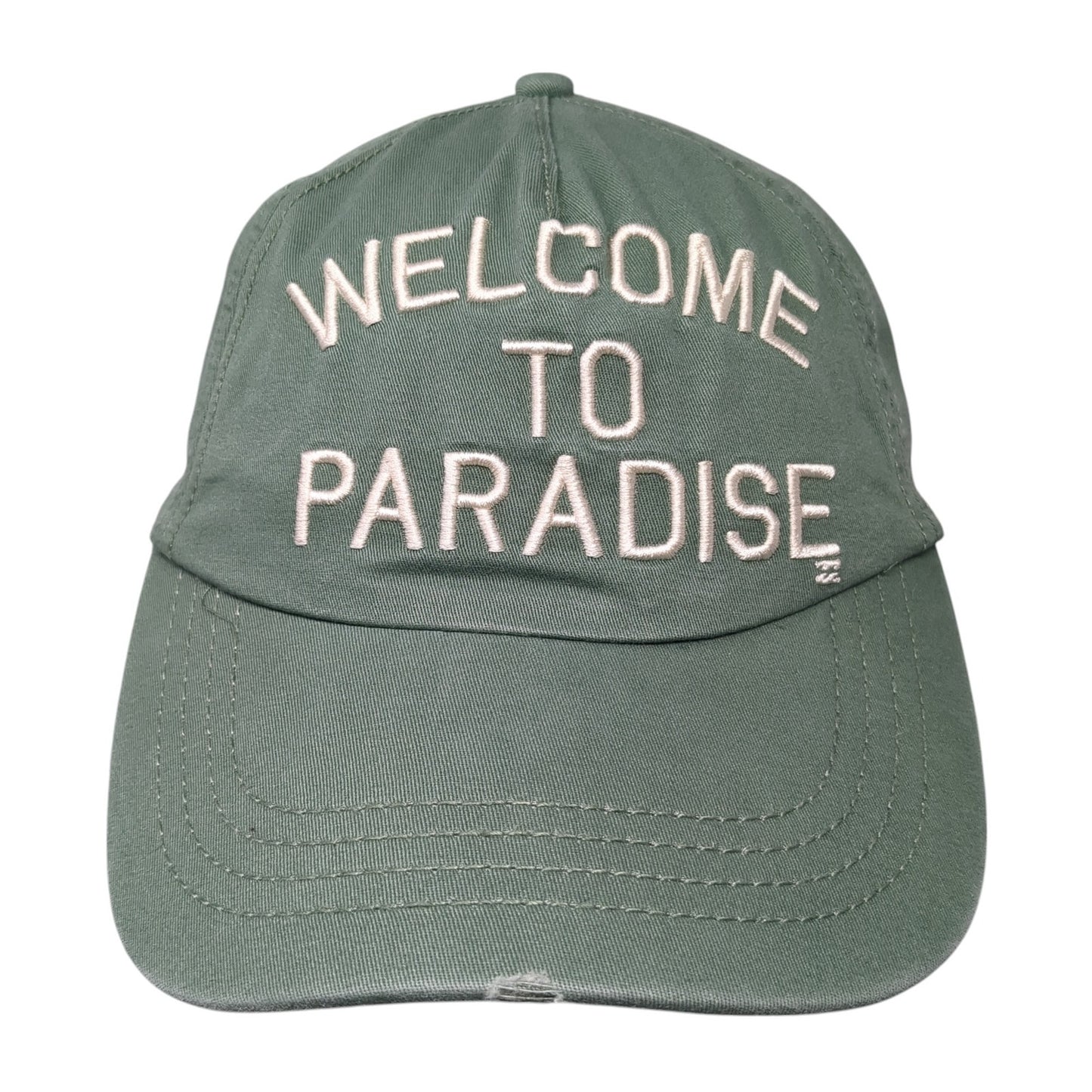 Welcome To Pardise Slideback Baseball Cap Green One Size Adjustable Billabong