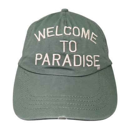 Welcome To Pardise Slideback Baseball Cap Green One Size Adjustable Billabong