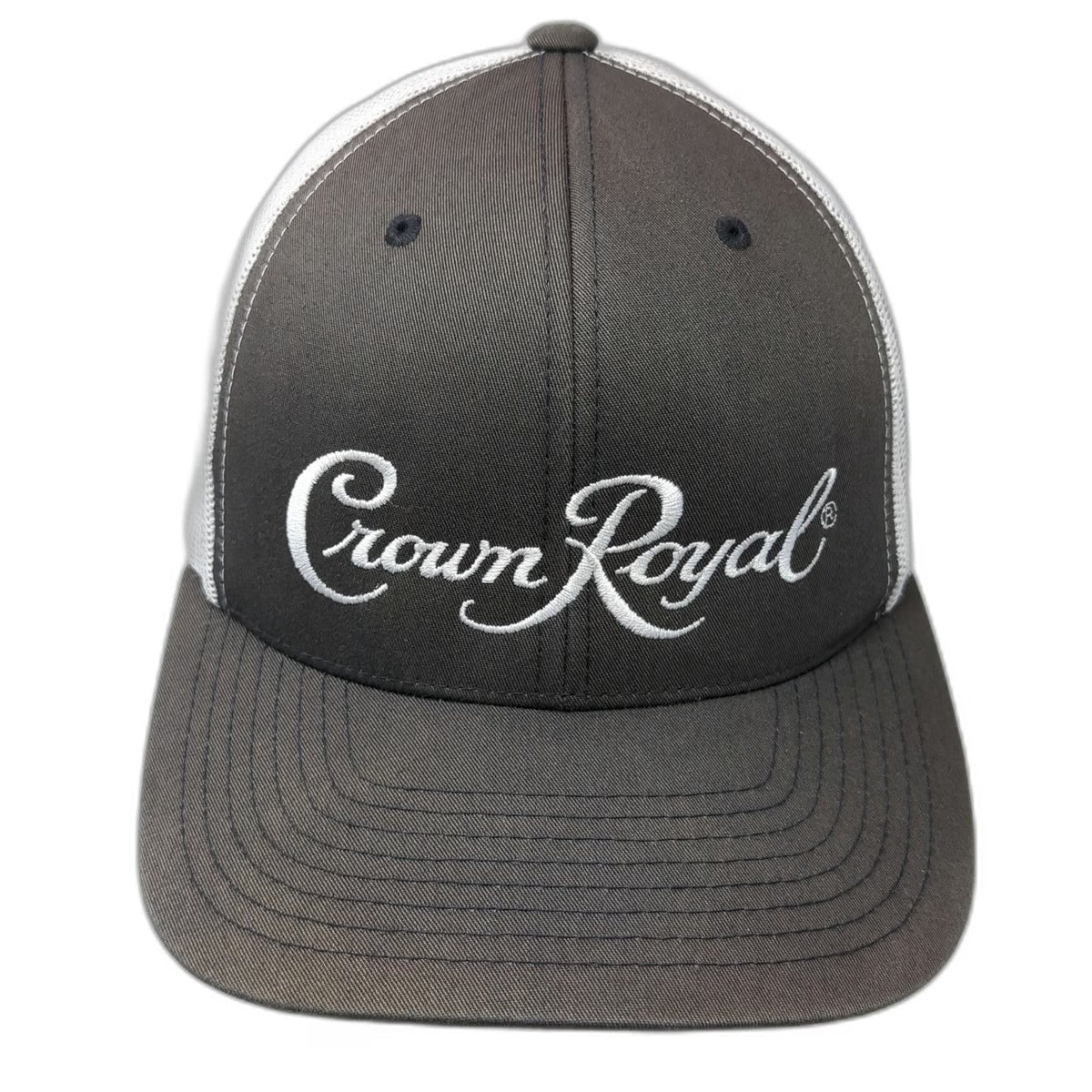 Yupoong Trucker Hat Gray White One Size Crown Royal Embroidered Mesh Snapback