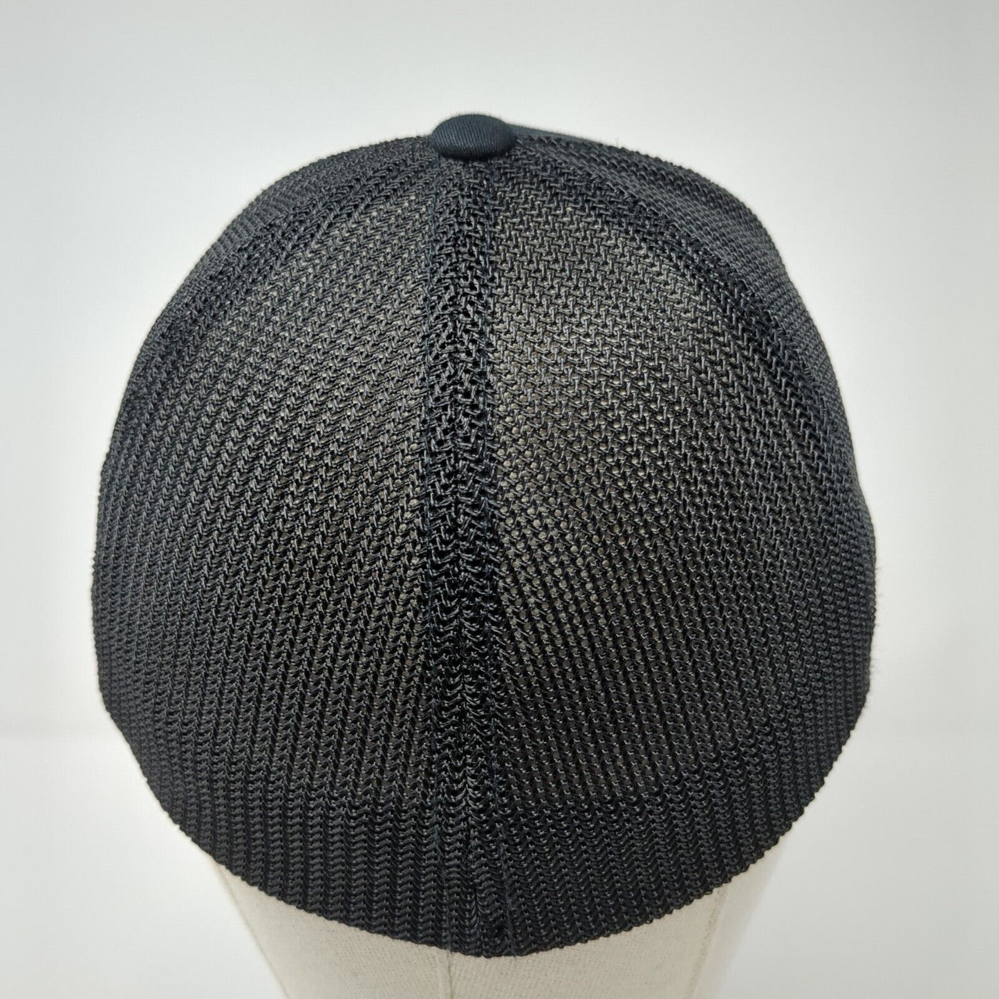 Yupoong Fitted Trucker Hat Black OS Embroidered Flexfit Mesh Back 6 Panel