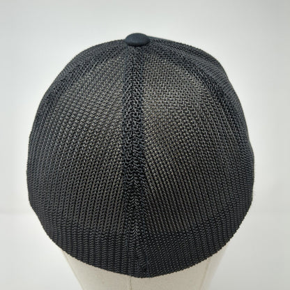 Yupoong Fitted Trucker Hat Black OS Embroidered Flexfit Mesh Back 6 Panel