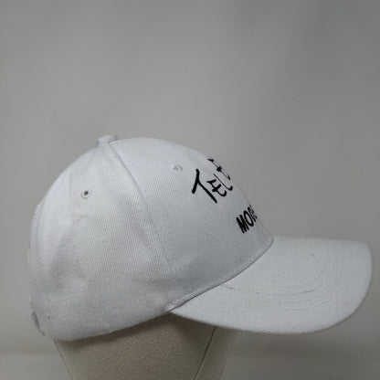 Telesis Mode On Strapback Hat White OSFA Adjustable Embroidered Golden Lion