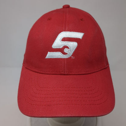 Snap-on Fitted Hat Red One Size Embroidered Logo 6 Panel K-Products