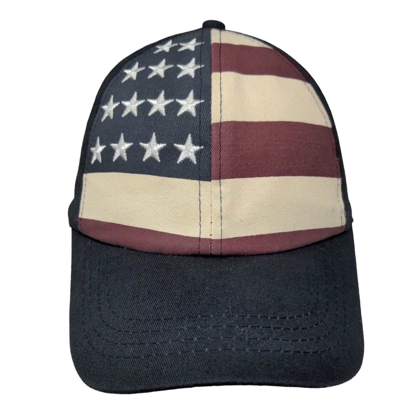 American Flag Strapback Hat Multicolor One Size Embroidered Patriotic 6 Panel