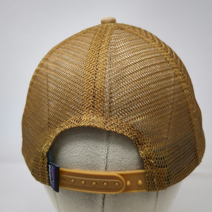 Patagonia Trucker Hat Beige Blue Brown One Size Mesh Snapback P-6 Logo