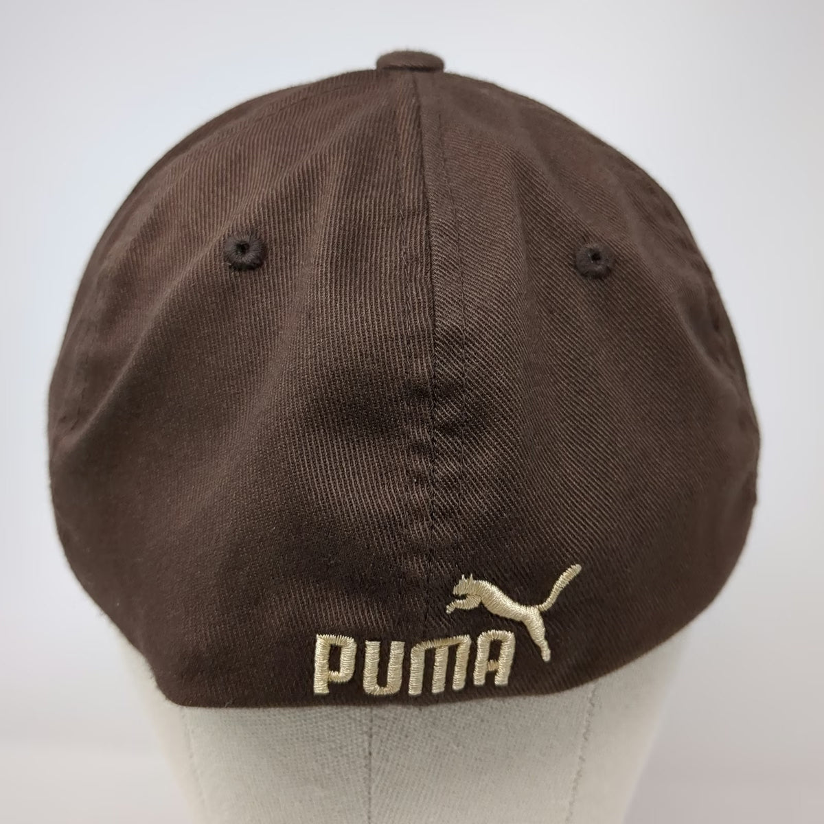 Puma Baseball Cap Brown One Size Fitted Flexfit Embroidered Logo Hat Athletic
