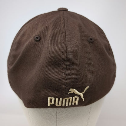 Puma Baseball Cap Brown One Size Fitted Flexfit Embroidered Logo Hat Athletic