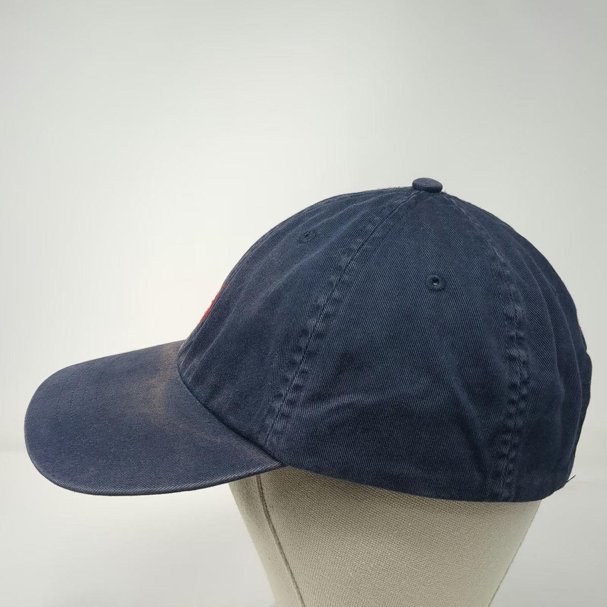 Polo Ralph Lauren Baseball Cap Blue OS Leather Strapback Big & Tall Hat Vintage
