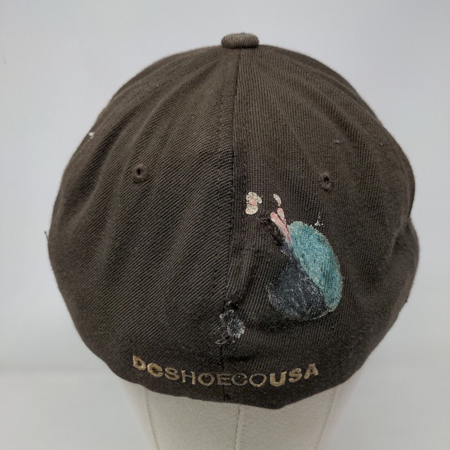 DC Shoes Fitted Hat Brown S-M Flexfit Embroidered Logo Colorblock 6 Panel