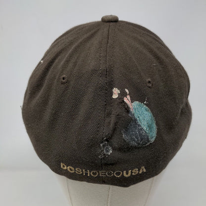 DC Shoes Fitted Hat Brown S-M Flexfit Embroidered Logo Colorblock 6 Panel
