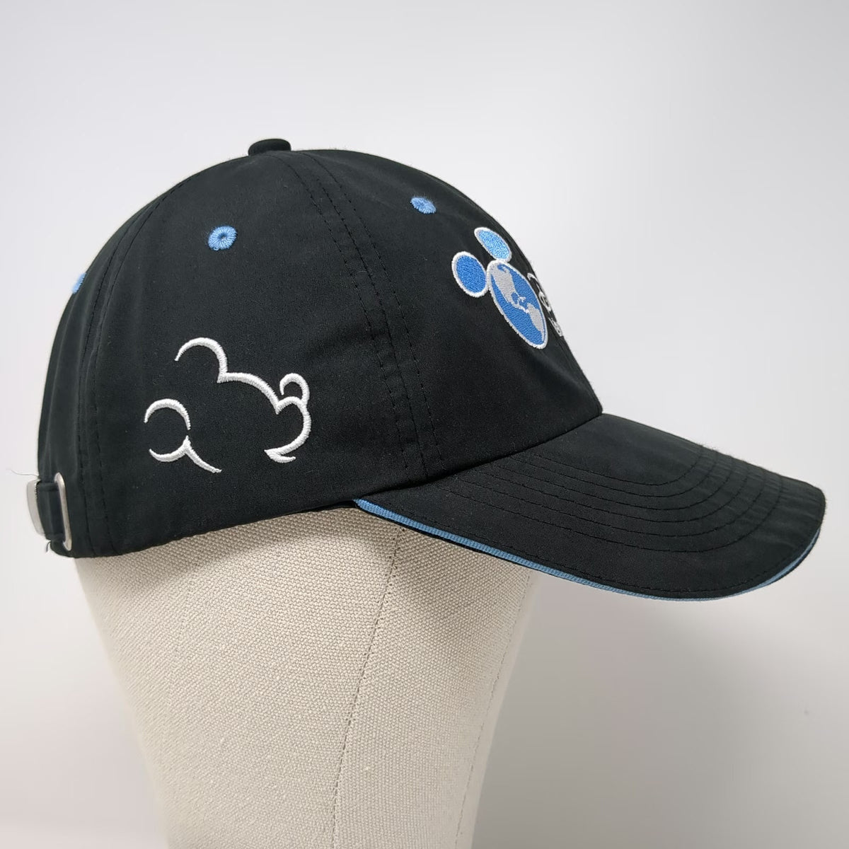 Disney Baseball Cap Black One Size Vacation Club Member Mickey Mouse Globe Hat