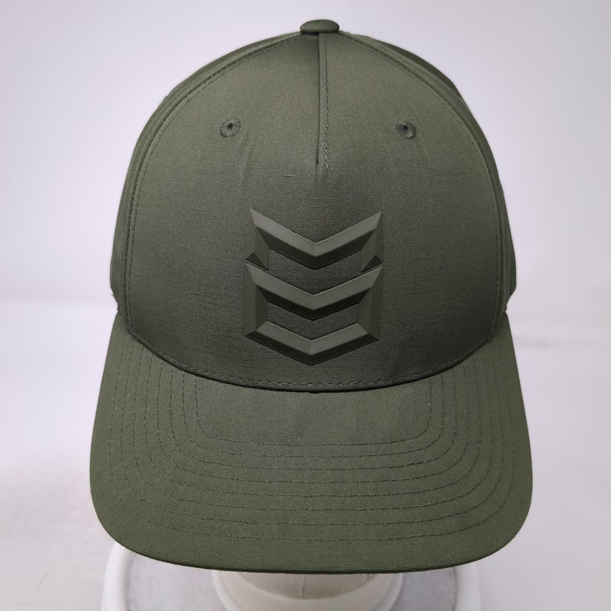 5 Panel Green Hat One Size Snapback Rubber Military Sergeant Chevron Tonal Logo