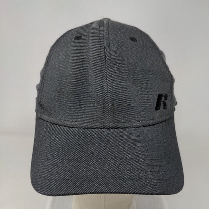 Russell Fitted Hat Gray S/M Lightweight Embroidered Logo Vented Holes 6 Panel