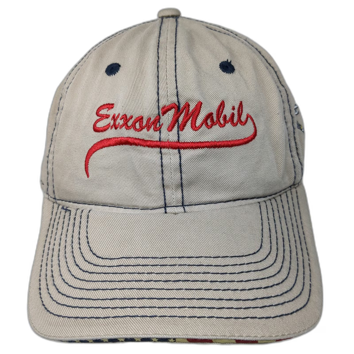 Outdoor Cap Baseball Cap Beige One Size ExxonMobil Texas US Flag Inspection Hat