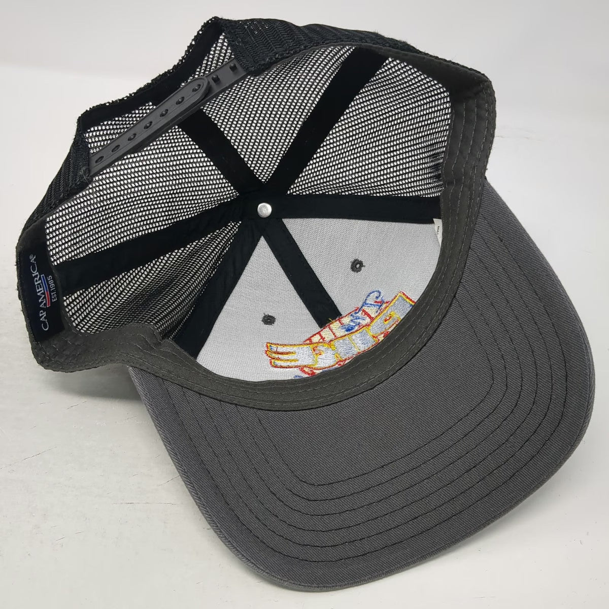 Cap America Trucker Hat Gray One Size The Pike Cafe Logo Mesh Snapback Graphic