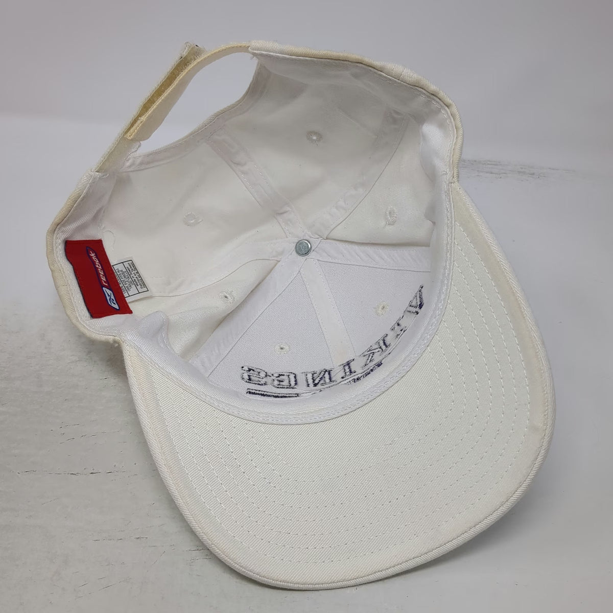 Minnesota Vikings NFL Reebok Hat White One Size Adjustable Strapback Cotton Logo