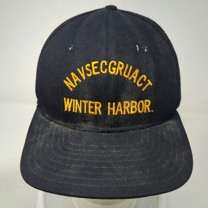 Blue Snapback Hat M NAVSECGRUACT Winter Harbor Naval Security Group Vintage