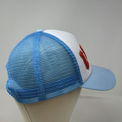 Trucker Hat Blue One Size USA Chenille Patch Gold Trim Mesh Foam Front Snapback