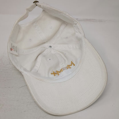 Quake City Caps MGM+ Baseball Cap White One Size Gold Embroidery Slideback Hat